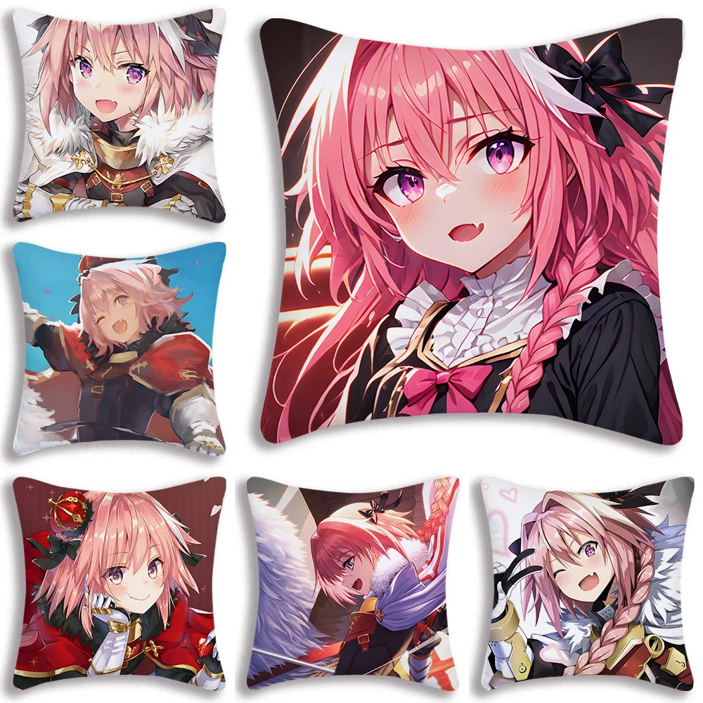 Anime F-Fate Apocrypha Astolfo Pillow Covers Cartoon Sofa Decorative Home Double-sided Printing Short Plush Cute Cushion Cover