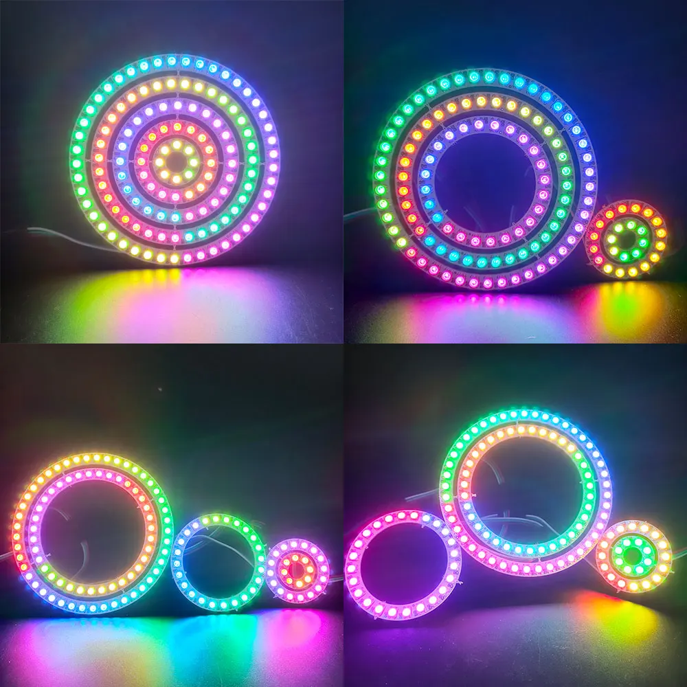 Anel de luz Pixel LED endereçável individualmente, Bluetooth USB, Controlador de música, 5050 RGB, WS2812 IC, DC 5V, WS2812B