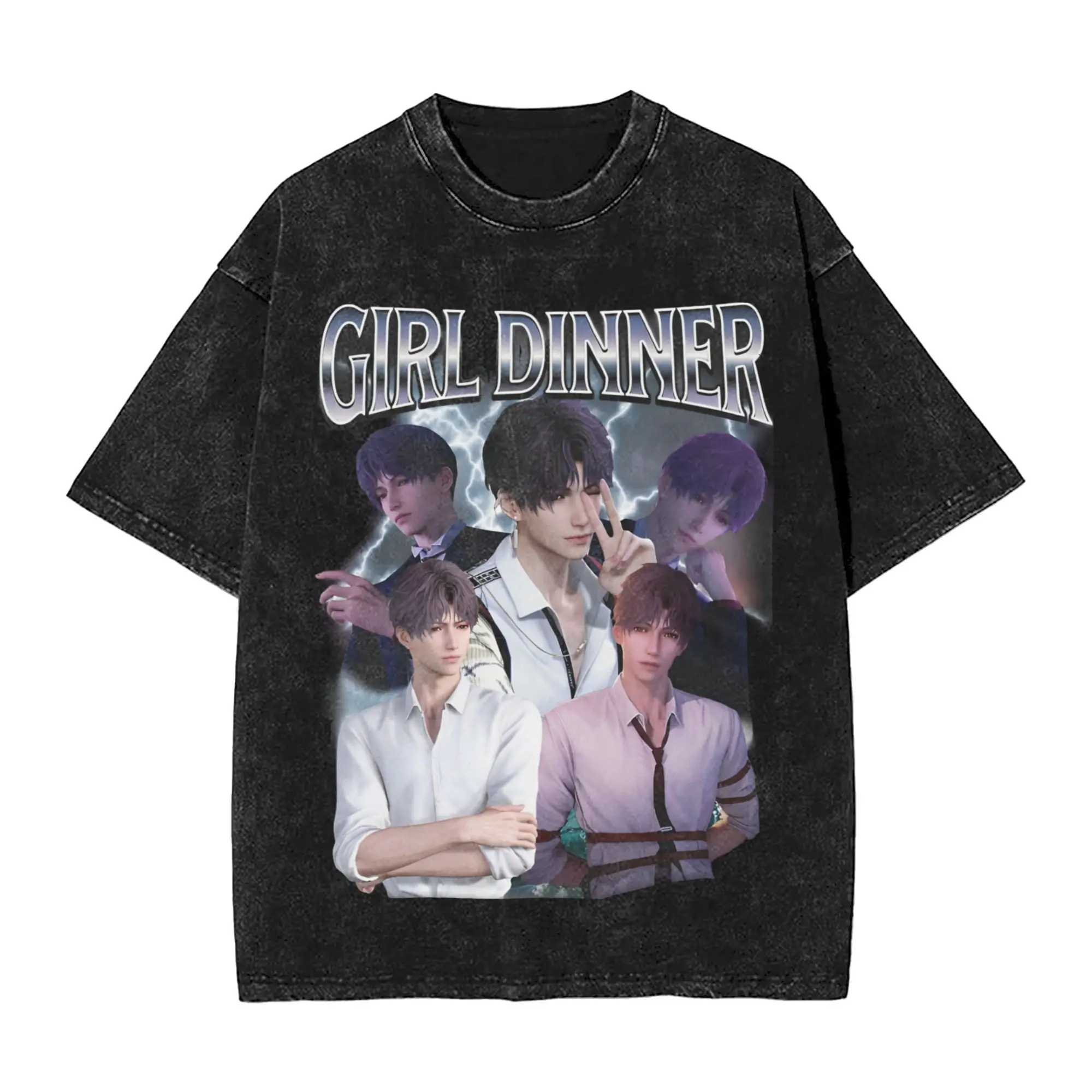 

Девушка Ужин Любовь и Глубокий космос Rafayel Outfit Промытая футболка Мужчины Женщины Уличная футболка в стиле хип-хоп Футболки с принтом и коротким рукавом