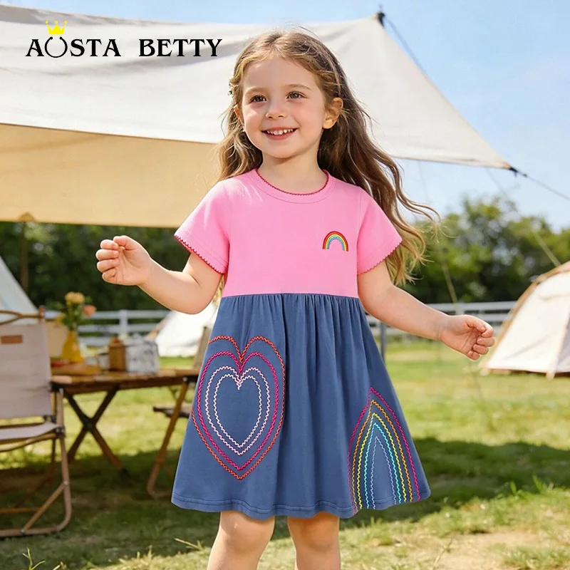 

26New Summer Girls' Dress, Children's Princess Dress, Knitted Cotton Dress for Young Girls, One-piece Delivery