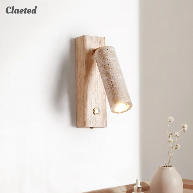 Yellow Cave Stone Wall Lamp Bedside Rotatable Lamp High-end Hotel Living Room Bedroom Retro Interior Corridor Lighting Fixture