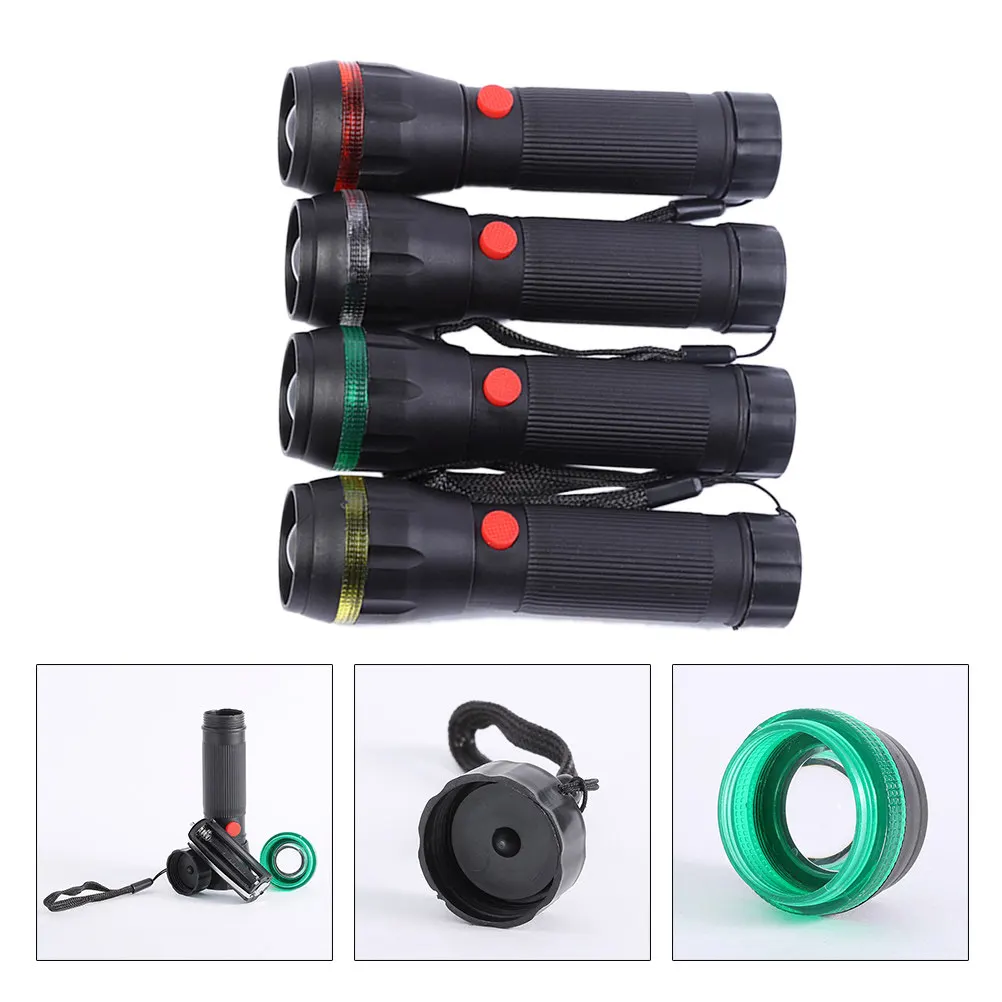 4Pcs LED Flashlight Mini Torch Super Bright Portable for Hiking Camping Outdoor Activities Plastic Shell Skid Proof Battery