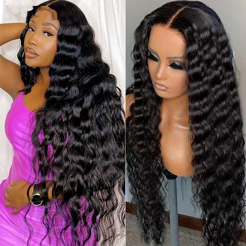 

Yawawe Hair Glueless preplucked Loose Deep wave human wigs ready to go HD lace frontal wig Wear Go human hair wigs for women