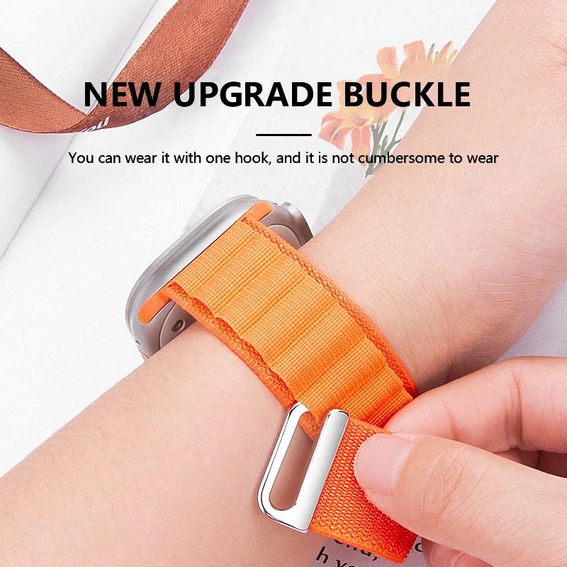 جبال الألب حلقة حزام ل سوار ساعة أبل الترا 2 49 مللي متر 46 مللي متر 44 مللي متر 40 مللي متر 45 مللي متر 41 مللي متر 42 مللي متر 38 مللي متر النايلون سوار iWatch 10 9 8 7 6 SE الفرقة