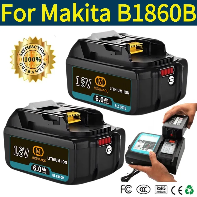 

100% Original For Makita 18V Battery 5.0-6.0Ah Rechargeable for BL1830BL1840BL1850BL1860B Power Drills