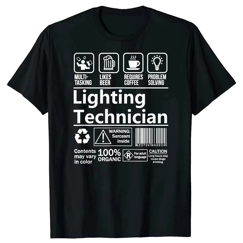 Funny Lighting Technician Multitasking T Shirts Graphic Harajuku Streetwear Short Sleeve Birthday Gifts Summer Beer Coffee Tees