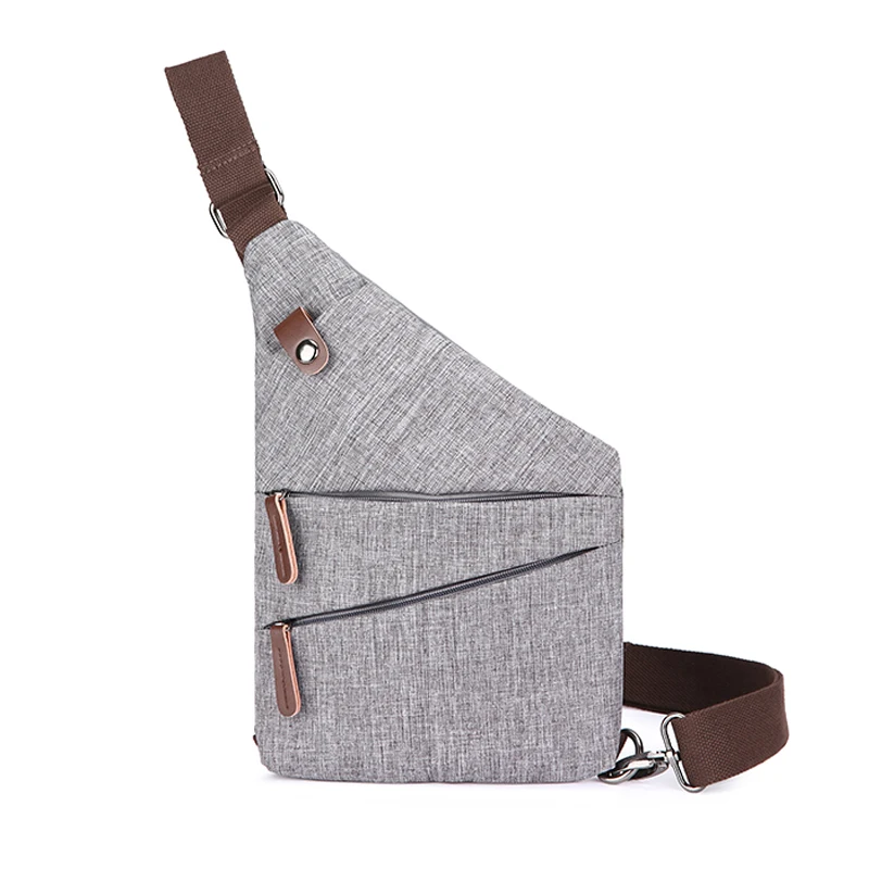 Anti-Theft Sling Crossbody Bag Men Cycling Chest Pouch Sports Running Camping Hiking Outdoor Zipper Fancy Pack Solid Color