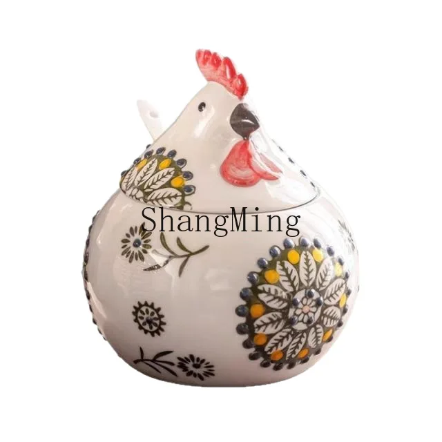 

PYH Chicken Ceramic Seasoning Jar Salt Jar Kitchen Household High-end Seasoning Jar Moisture-proof Seasoning