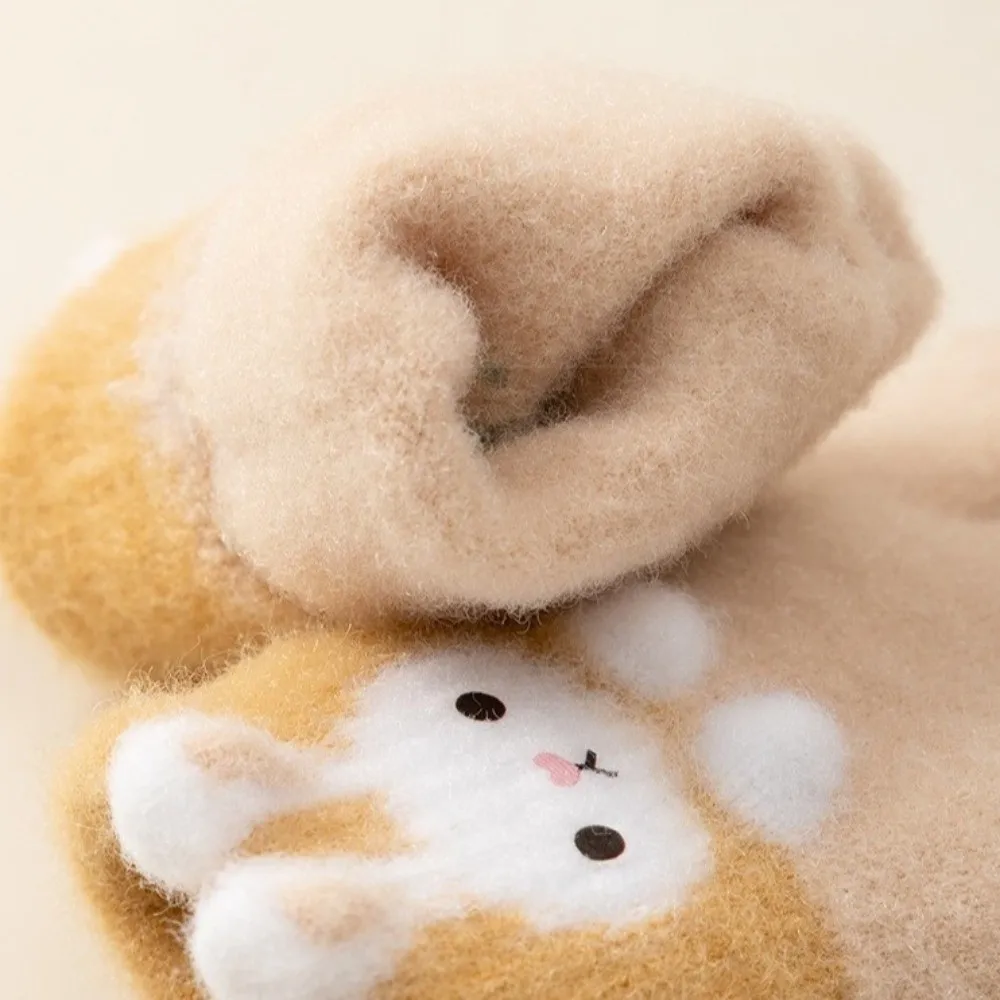 Winter Warm High Elasticity Cartoon Rabbit Gloves Thickened Windproof Knitted Gloves Lining Kids Hand Warmers For Baby Girls