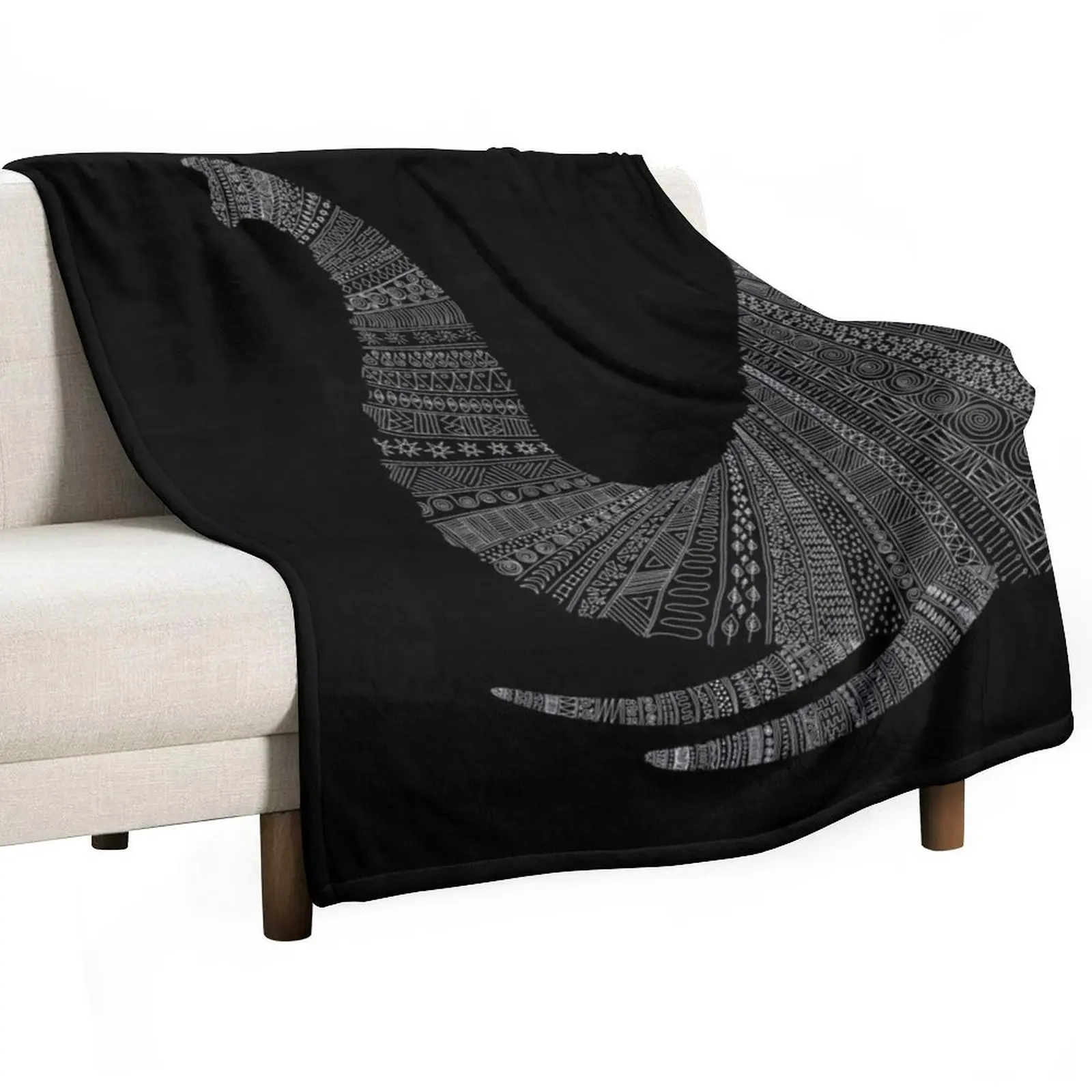 

Elephant Black Throw Blanket Luxury Tourist halloween For Decorative Sofa Blankets