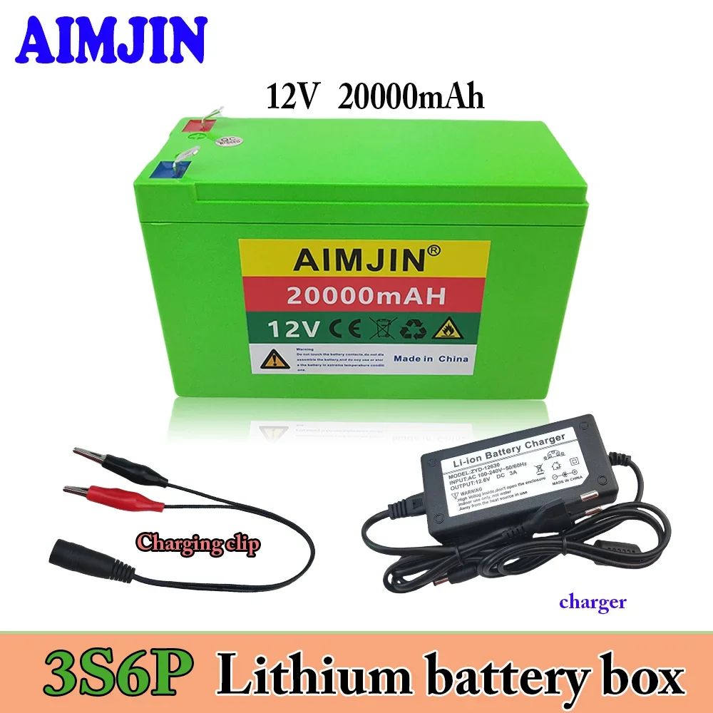 

3S6P Brand New 12V 20Ah Volt Built-in High Current 20A BMS 18650 Lithium Battery Pack for electric vehicle battery,with Charger