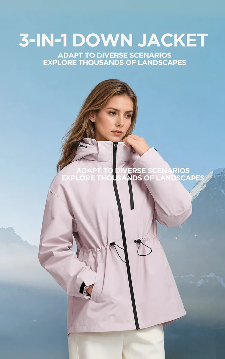 Semir Down Jacket Women 2026 New Two-Piece Three-in-One Outdoor Travel Daily Waterproof Oil-proof Stain-proof Woman Winter Coat