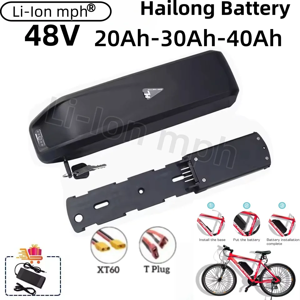 

for New 48V 250-1200WOriginal Hailong Battery 20Ah 30Ah 40Ah for Bafang BBS02 BBS03 BBSHD Motor Full CapacityPower Pack Suitable