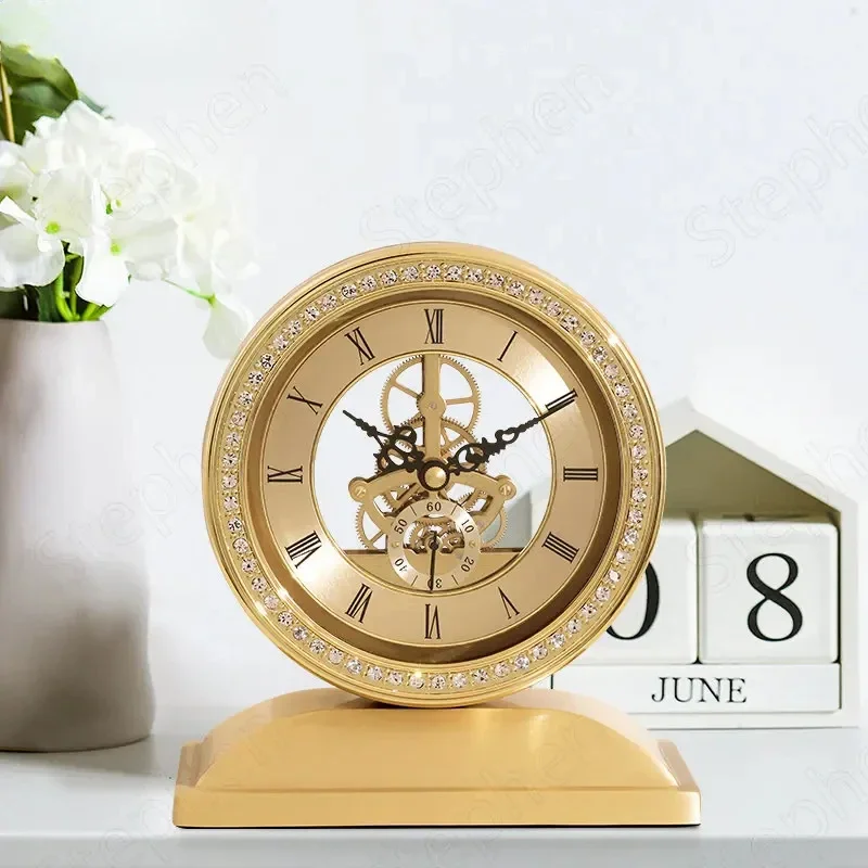 Table Brass  Decoration Clock Nordic Light Luxury European Living Room  Creative Personality Decorative Clock