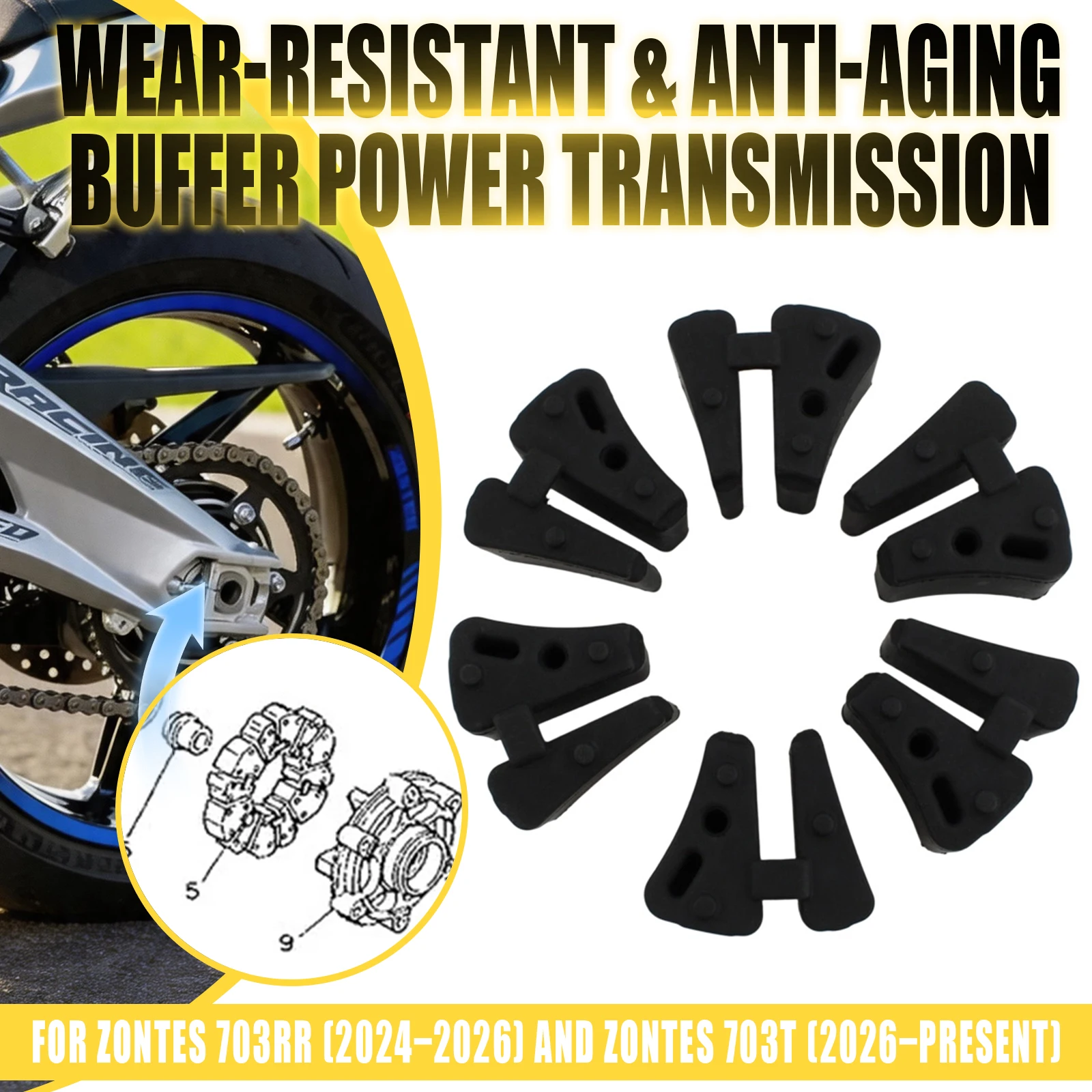 For Zontes 703RR 703 RR 2024 2025 2026 703T 2026 Motorcycle Rear Wheel Hub Rubber Buffer 1096800-038000