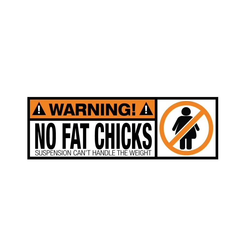 

Забавная наклейка на автомобиль/мотоцикл с надписью «WARNING Funny No Fat Chicks», аксессуар для экстерьера, ПВХ-деколь, 19см*6.4см