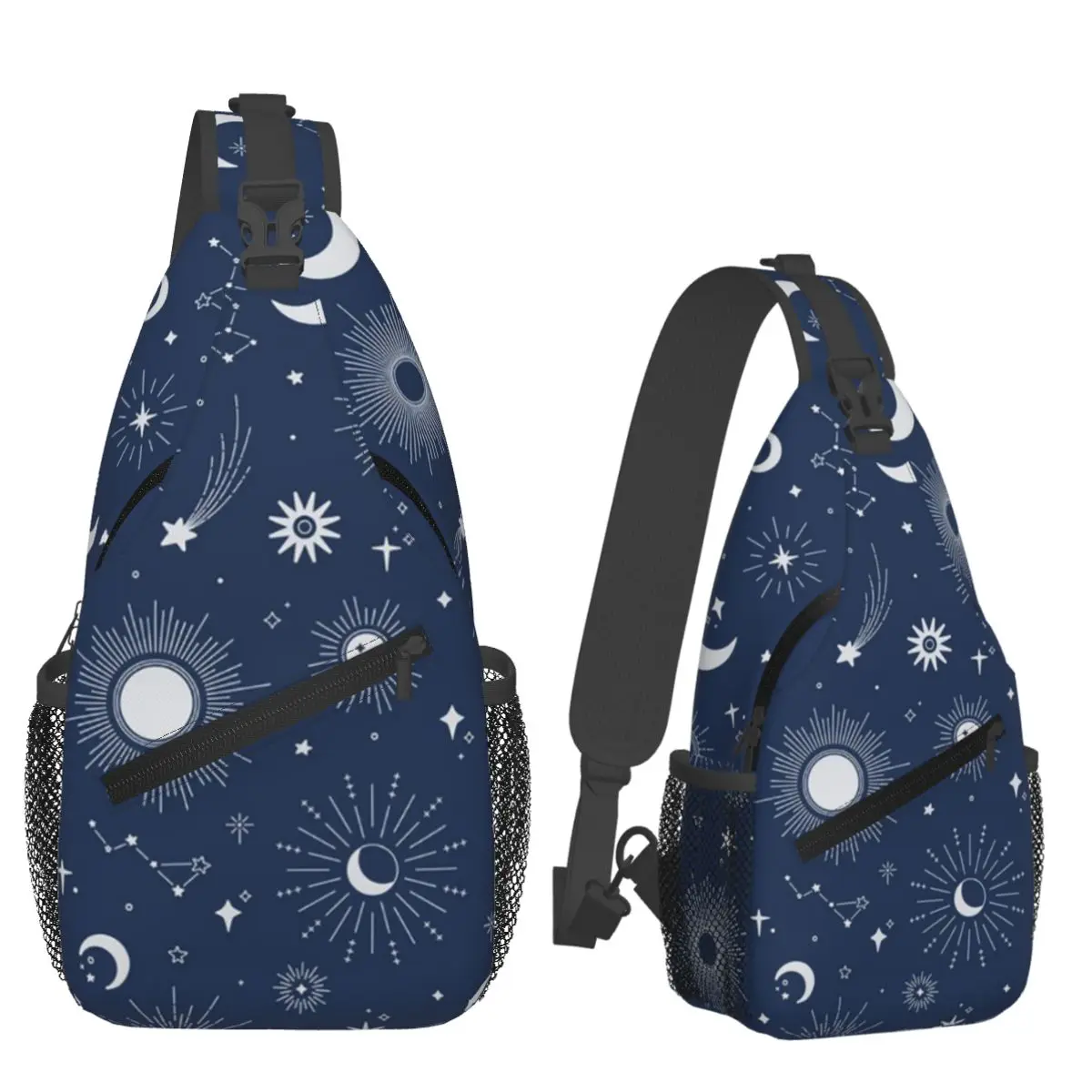 Sweet Celestial Suns, Moons And Stars Chest Bag Men Sling Crossbody Backpack Chest Bag Travel Hiking Daypack Shoulder Bag