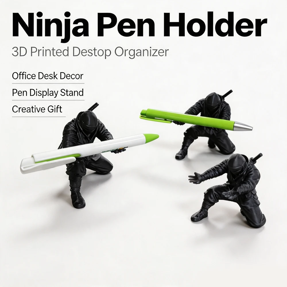 1/3Pcs 3D Printed Ninja Pen Holder Cool Desktop Organizer Figurine Multi-Functional Pen Stand Creative Desk Decor Novelty Gift