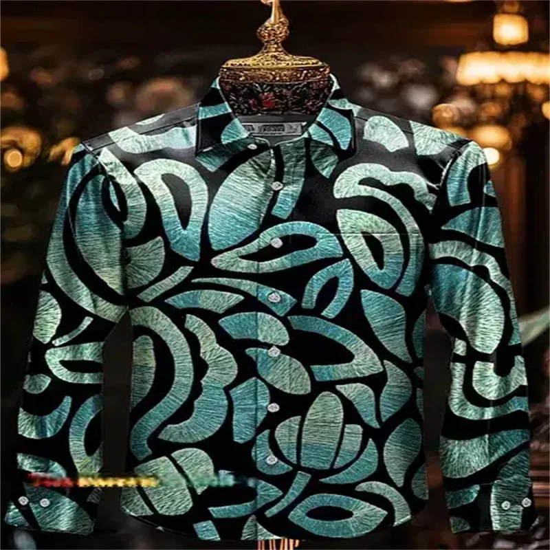 Hawaiian classic top with 3D pattern for men, geometric retro pattern, comic top shirt with verano, 70s style