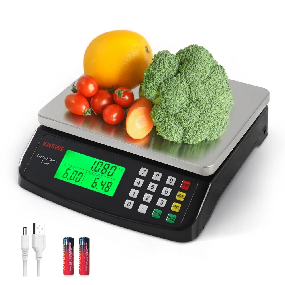 

Commercial Digital Kitchen Scale 40KG Stainless Steel with Tare and Counting Functions for Cooking Baking