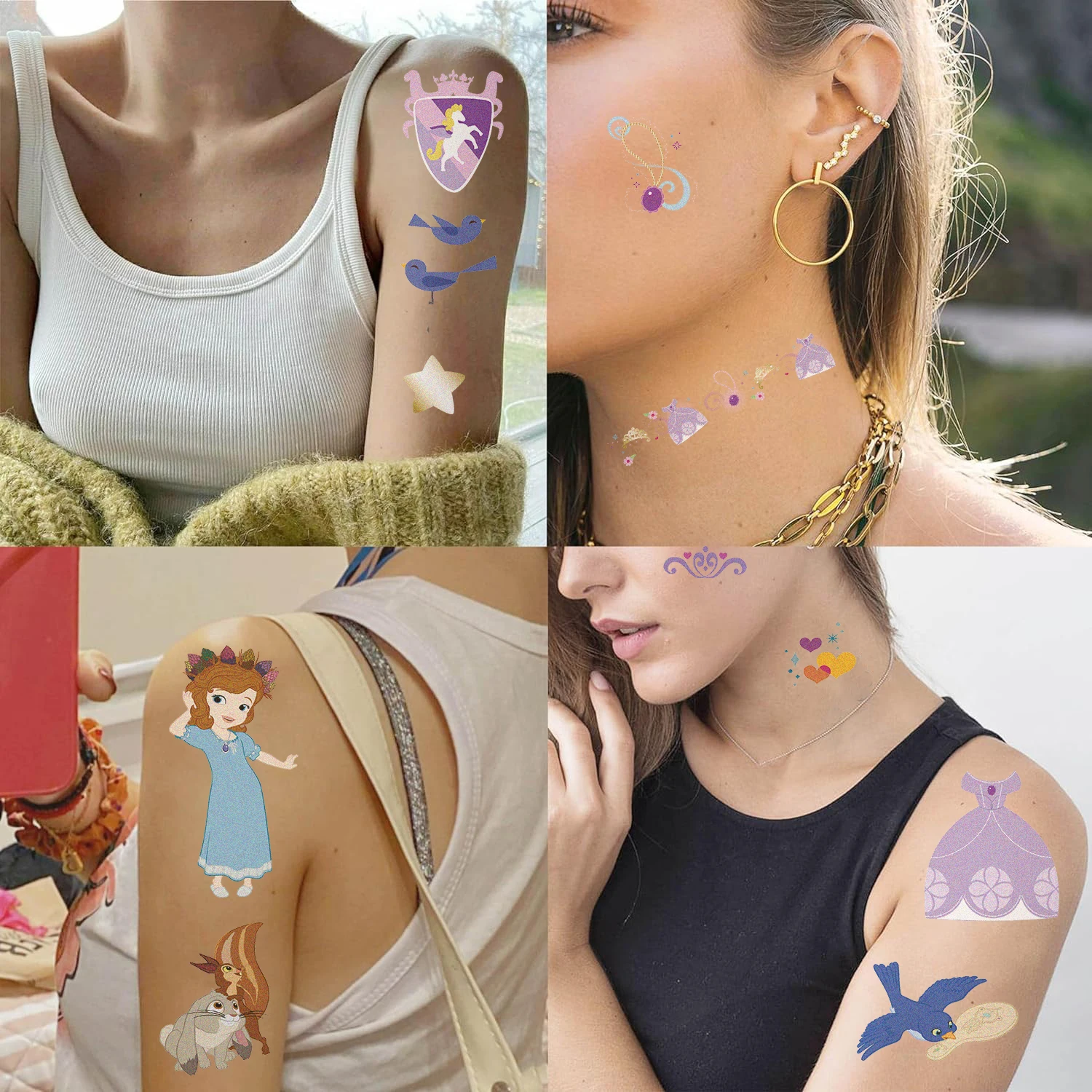 10Sheets Disney Cartoon Anime Sofia Tattoo Stickers Children's Temporary Tattoos Body Art Cosplay Party Toys for Kids Gifts