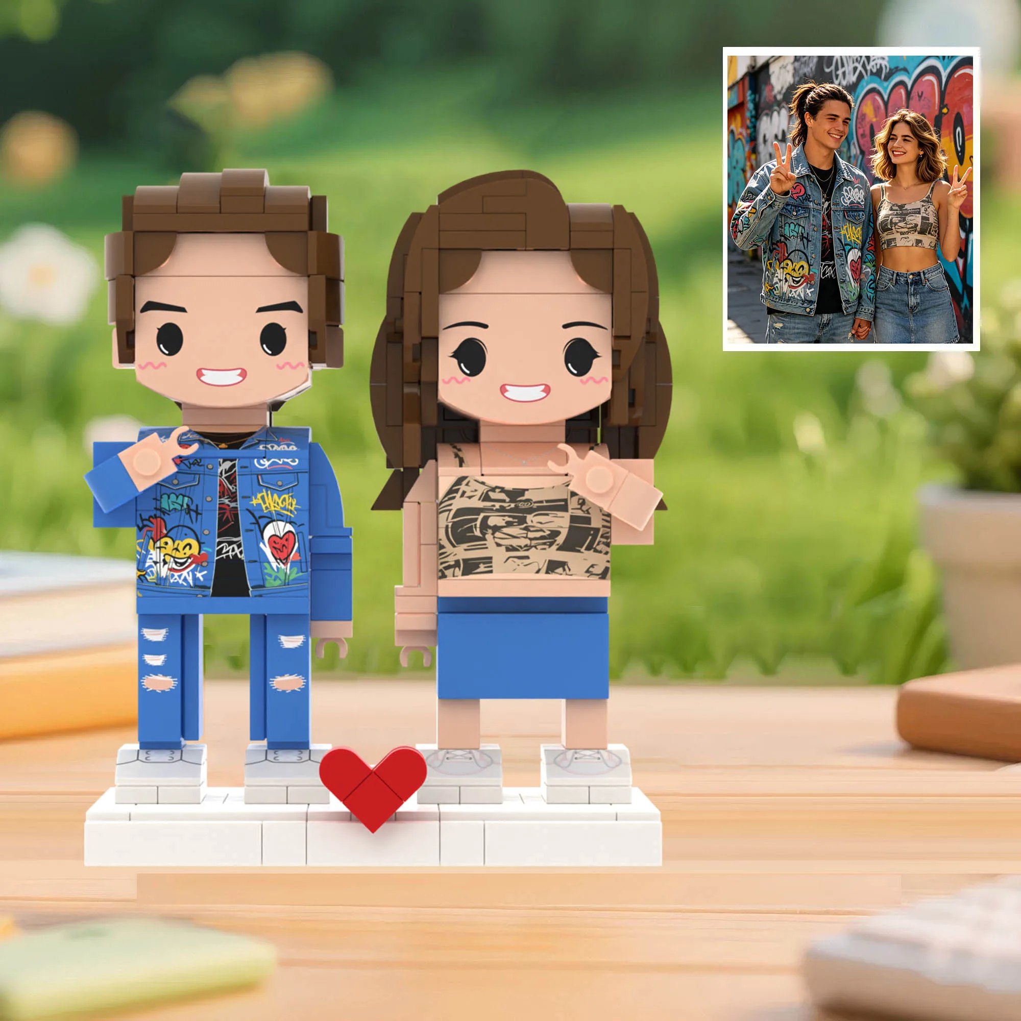 

Personalized multi specification Brickfigures with Photo Easel Custom Portrait Building Blocks Sweet Family Memory Present