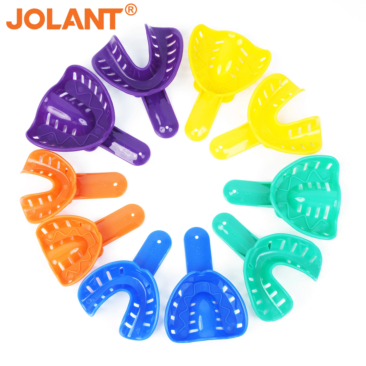 JOLANT 12pcs/Kit Dental Impression Trays Plastic Teeth Holder Trays Tools Autoclavable for Childrens Adults Small Middle Large