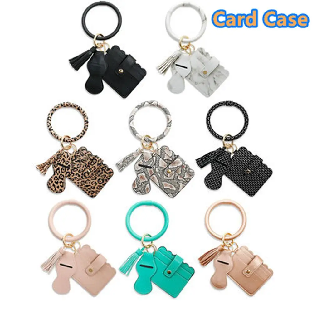 

Double Sided PU Leather Bank Card Bracelet Bus Card Credit ID Card Card Holder Wrist Keychain Wrist wallet Lipstick Case