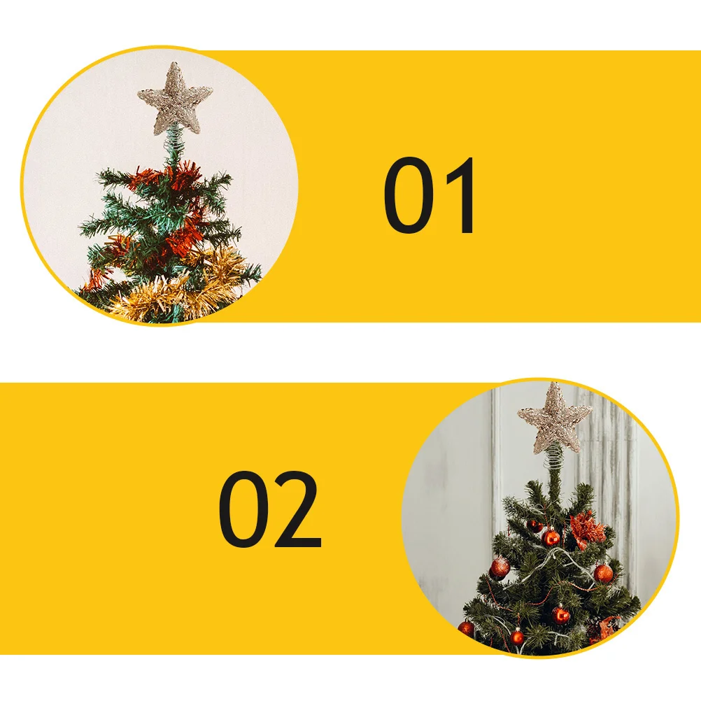 

1Pcs Christmas Tree Topper Star Exquisite Foam Iron Classic Xmas Tree Decoration Ornament Star Shape Topper