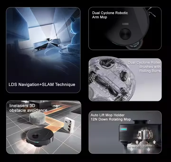 Fully Automatic Intelligent Floor Scrubber & Mopping Robot Integrated Machine With Sweeping, Washing And Drying Functions