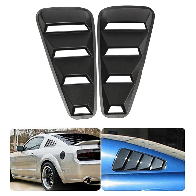 Blakc 1/4 Rear Side Vent Quarter Window Louver Shutter Cover Trim For 2005-2014 Ford Mustang Spare Parts Accessories Parts