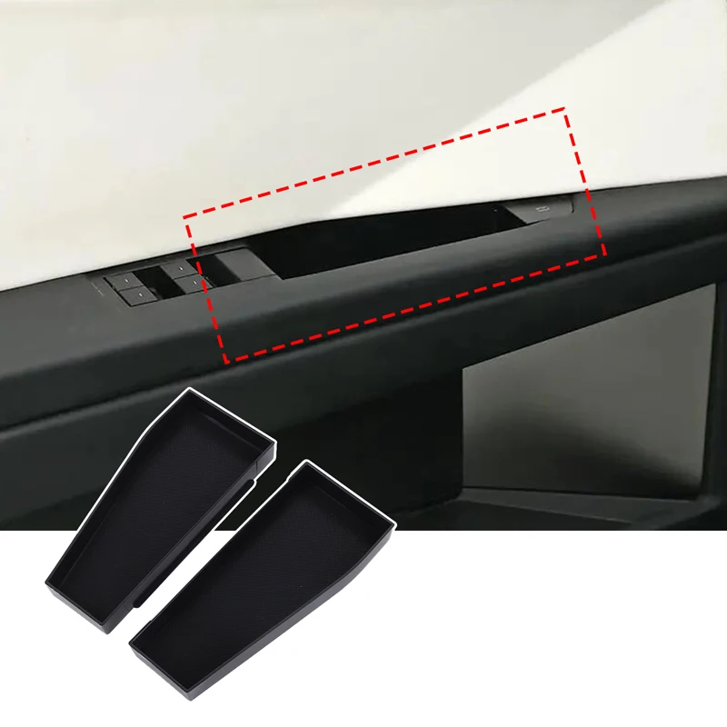 ABS Black For Tesla Cybertruck 2024+ Car door storage box mobile phone tray car interior decoration accessories 2Pcs