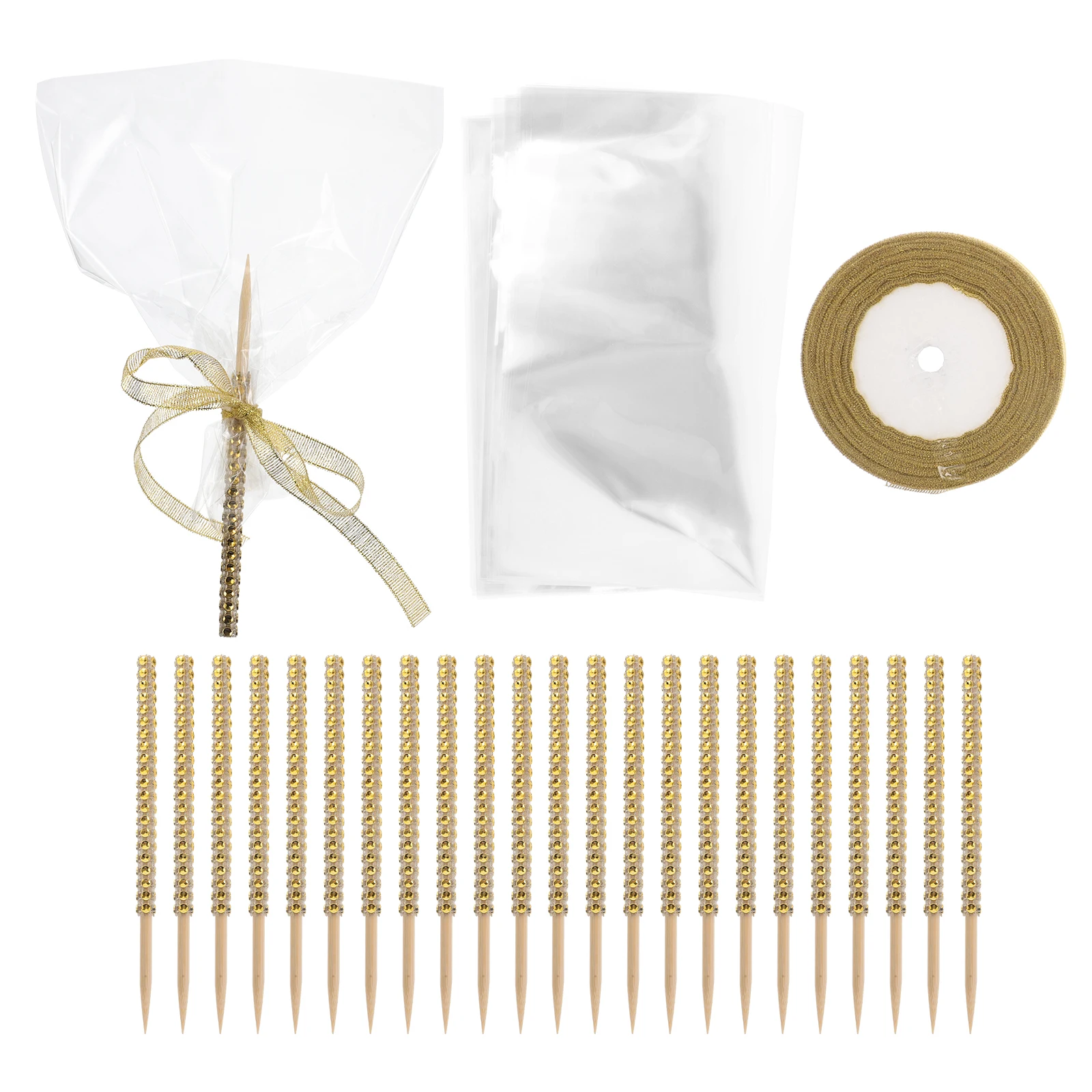 

24pcs Glitter Apple Pop Sticks Bamboo Bling Wooden Party Decorations Caramel Pointed Skewers Fruit Treats