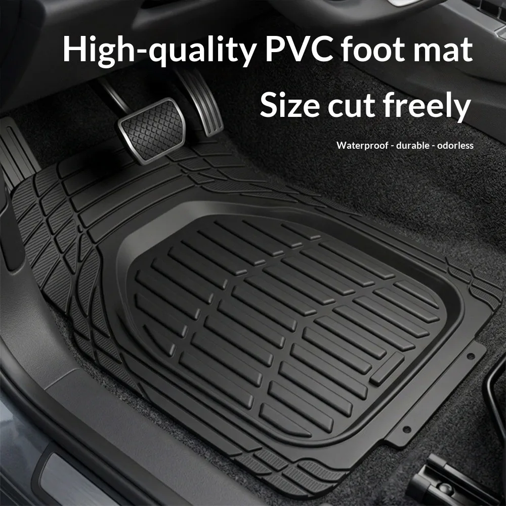 3 Piece Universal PVC Car Floor Mats Anti Slip Waterproof Durable All Weather Rubber Mat Set For Car Interior Protection Kit