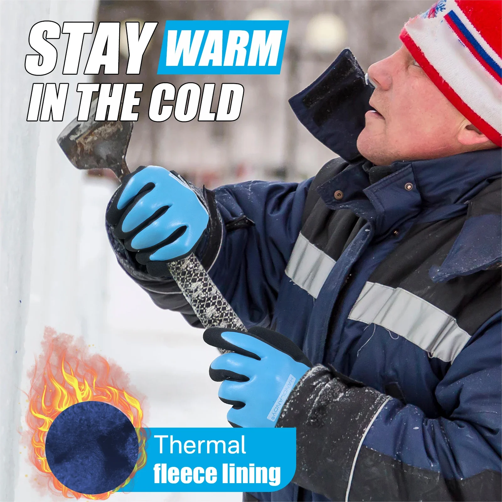 HANDLANDY Waterproof Work Gloves for Cold Weather, Insulated Winter Freezer Work Gloves with Grip CE certification work gloves