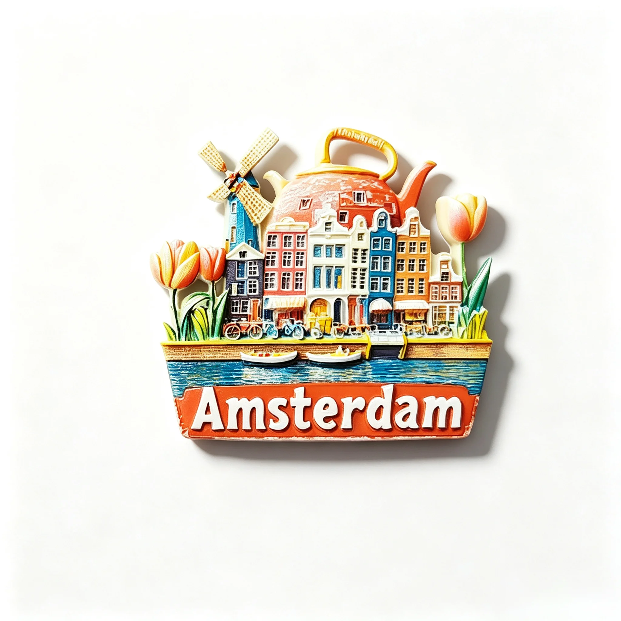 3D Hand Painted Amsterdam Fridge Magnet Netherlands Windmill Tulip Resin Refrigerator Magnets Travel Souvenir Home Decor Gift