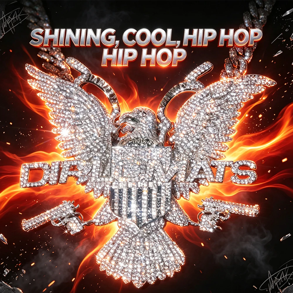 Iced Eagle Hip Hop Pendant Cubic Zircon 18K Gold Plated Cuban Chain Neckalce Accessory Dual Pistol Gun Hollow Letter Bling Crystal Charm Street Fine Jewelry Gifts for Men Boy Friends Male Rapper Club Party Eagle Medallion Hip Hop Accessory Pendant Gift