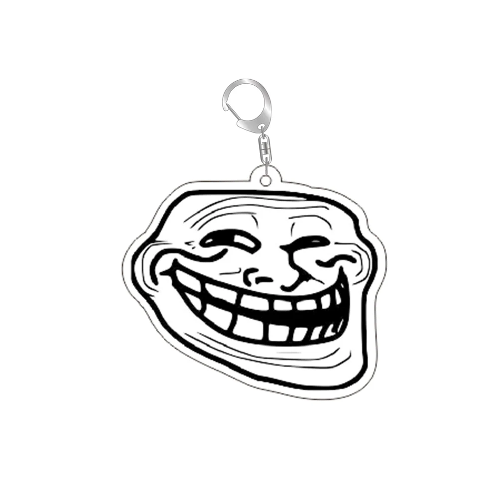 Funny TrollFace Keychain for Accessories Bag NoMeGusta Rage Face ForeverAlone Pendant Key Chain Ring Keyring Jewelry Fans Gifts