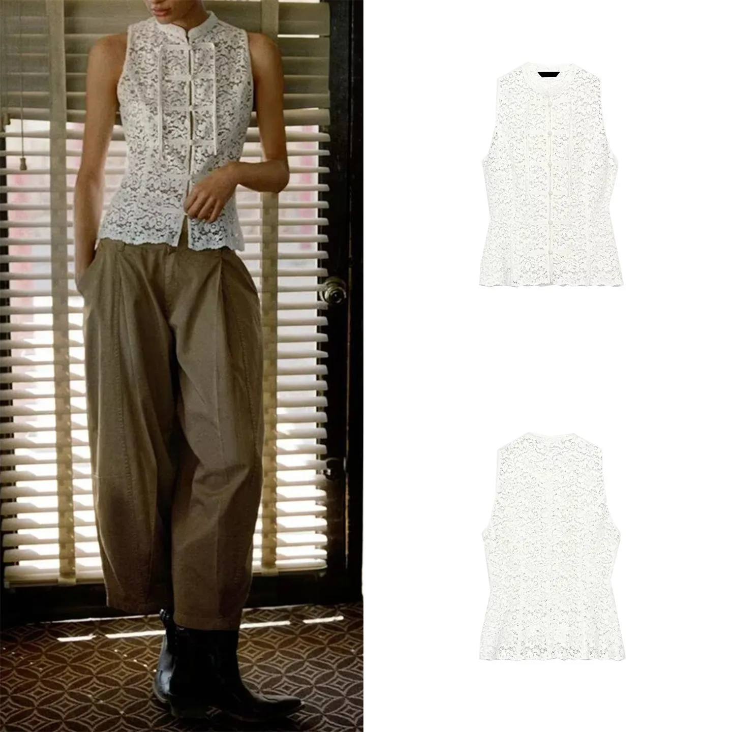 

Женский топ с круглым вырезом и кружевом, весна 2026, новый стиль, с тисненым узором и декоративным узлом, модная повседневная верхняя одежда