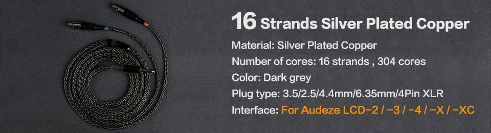 OPENHEART 16 Core Headphone Cable 1 to 2 jack dual 3.5/2.5/4.4mm Balance Cable Silver Plated Copper Upgrade XLR 2m 3m Cable