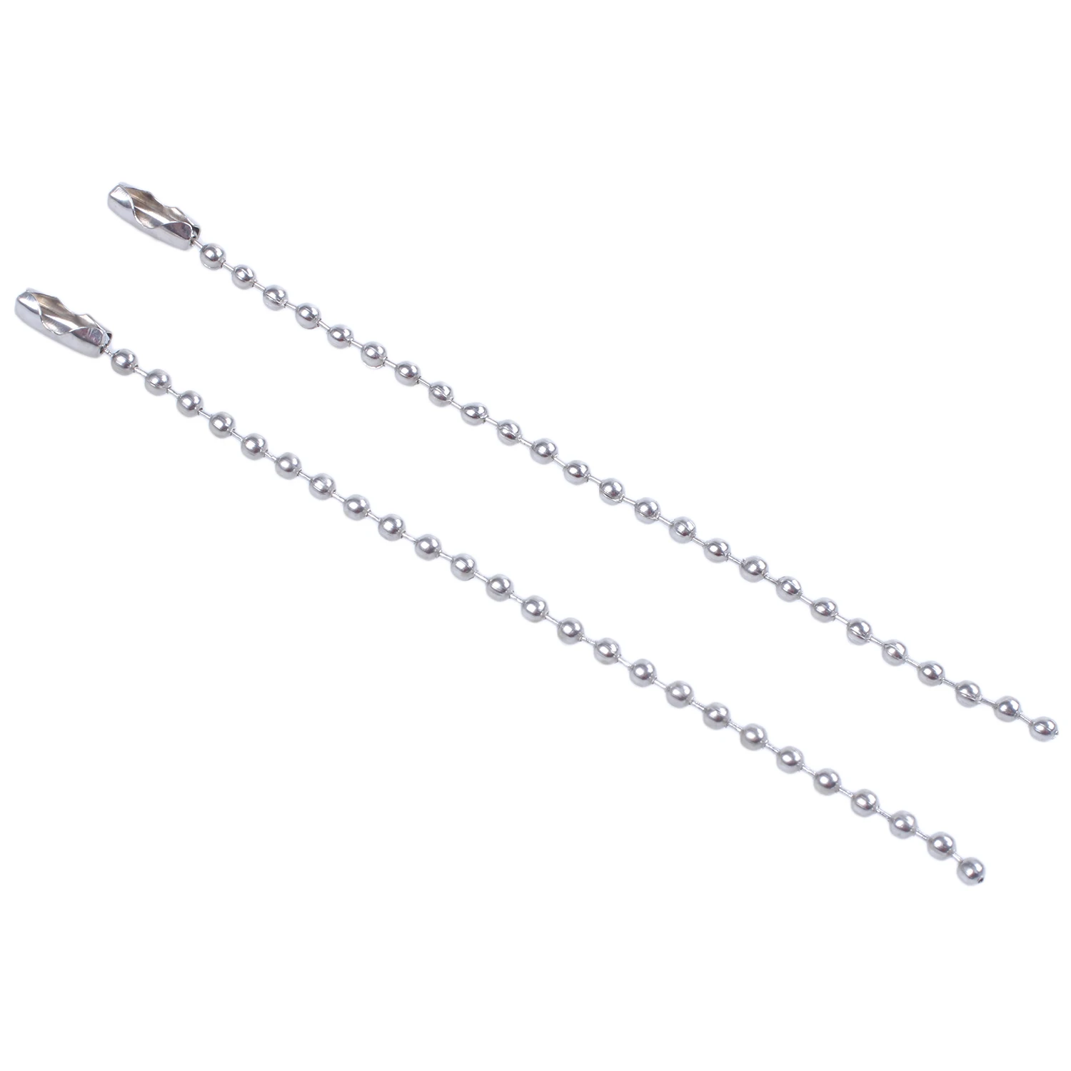 Stainless Steel 10cm Length 2.4mm Beaded Ball Chain 100Pcs Silver Tone