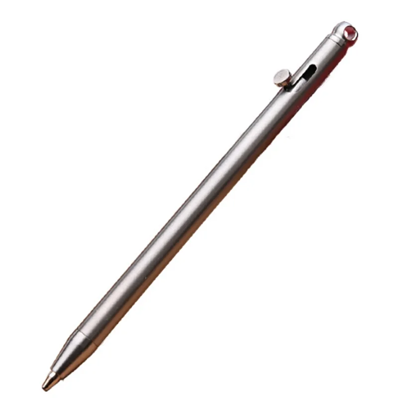 AB53 Penna portachiavi portatile Penna a sfera portatile in metallo per viaggi per firma ospite Titanio grigio