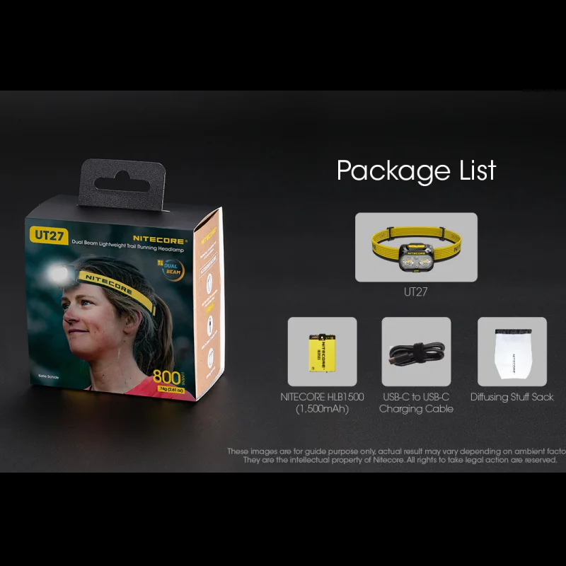Nitecore UT27 Headlamp Dual Beam Fusion Elite 800 Lumens CREE XP-G3 S3 LED Headlight Running HBL-1500mAh Rechargeable Battery