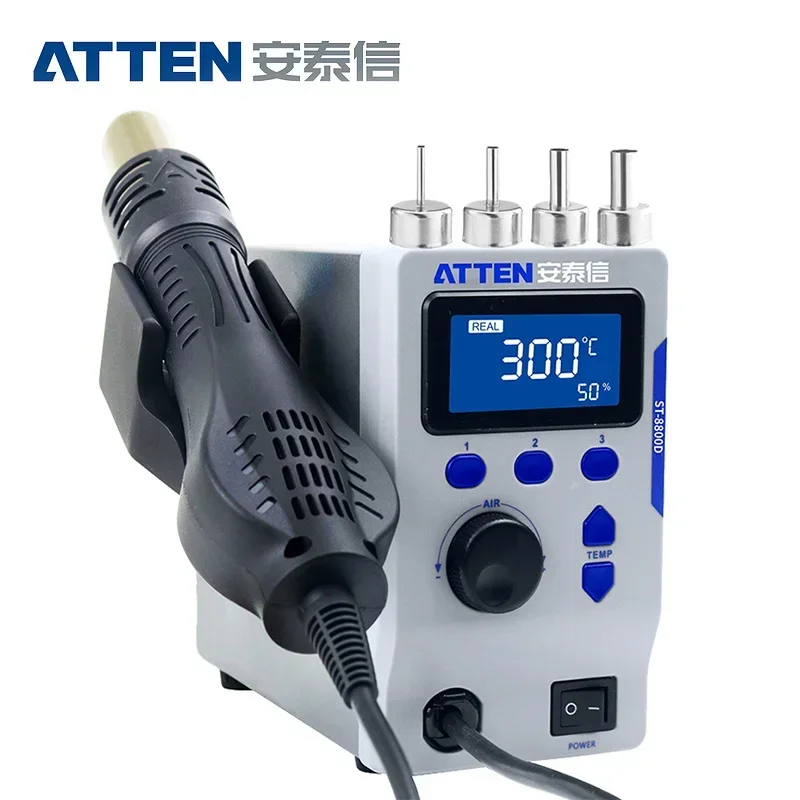 ATTEN ST-8800D 800W Intelligent Hot Air BGA Rework Station 100℃-500℃ Temperature Control Heat Gun Station for PCB Desoldering