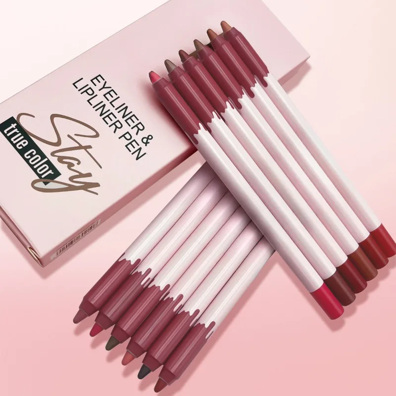 Juego de lápices delineadores de labios mate, 12 colores/caja, resistente al agua, larga duración, lápiz de contorno de labios rojo desnudo, maquillaje de tinte de lápiz labial rosa Sexy