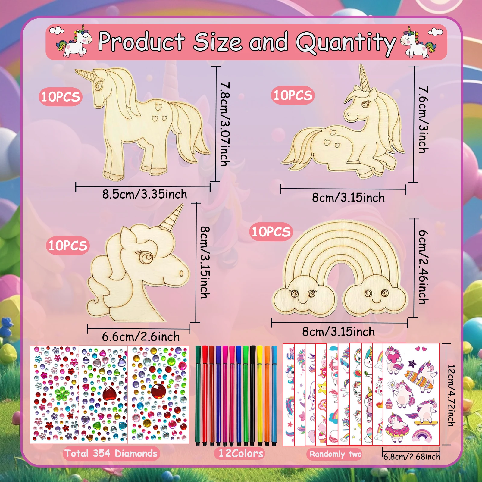 402-delige eenhoorn houten knutselset, eenhoorn knutselset, verjaardagsambachten, houtambachten maken, doe-het-zelf ambachten