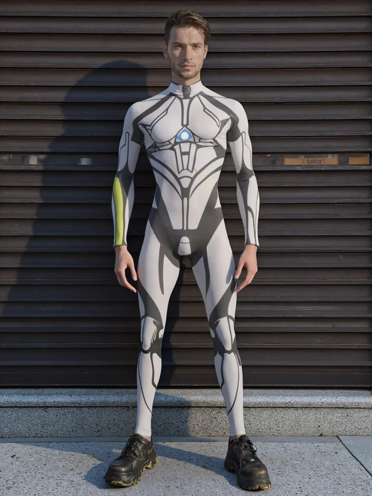 

New Men's Sexy Sci-fi Stretch Bodysuit Zentai Suit Halloween Carnival Party Robot Stage Performance Cyberpunk Cosplay Costume