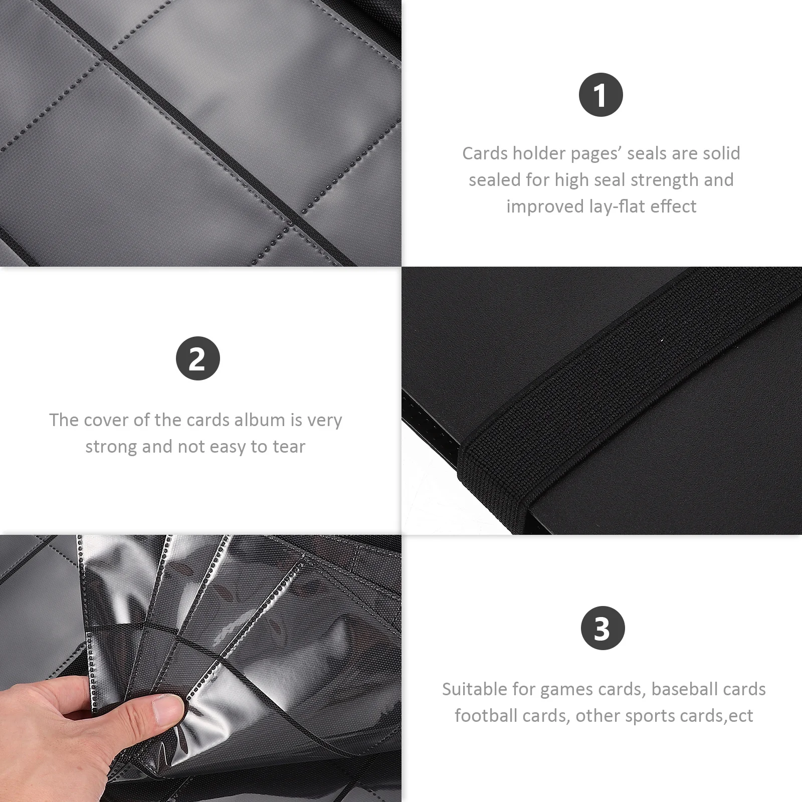 

Cards Storage Holder Card Collection Album for Baseball Football Gaming Cards Lay Flat Design Secure Seals