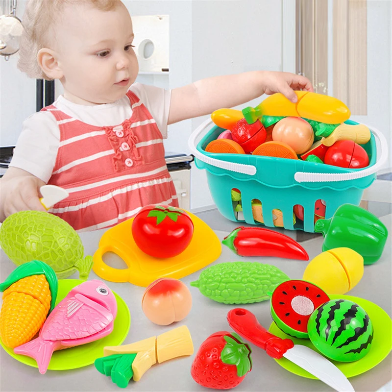 Simulation Kitchen Pretend Toy Plastic Classic Game Montessori Educational Toy For Children Kids Gift Cutting Fruit Vegetable