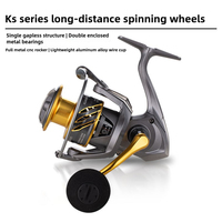 KS Silver Grey All-Metal Spinning Reel - Saltwater Proof 12KG Drag Long Cast Surf Fishing Reel for GT Snapper Rock Fishing